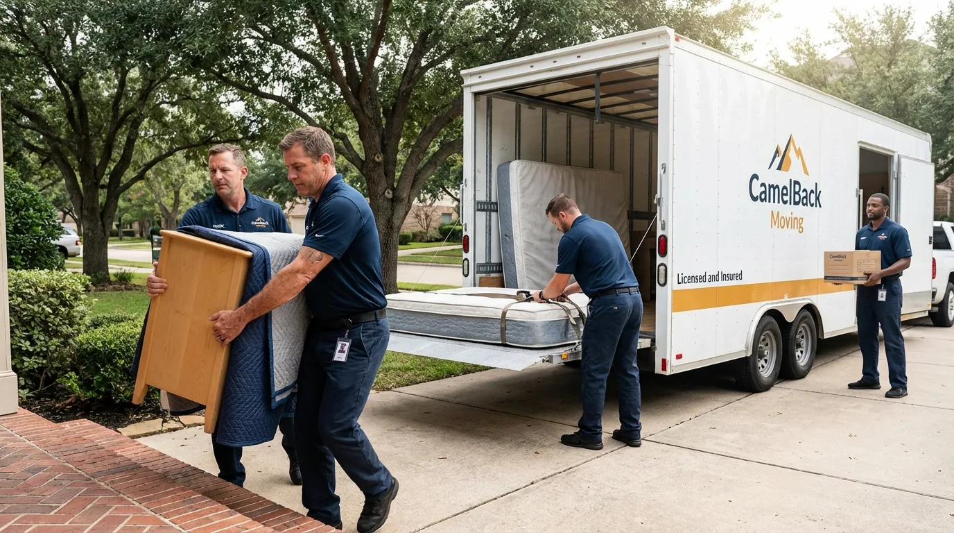 Crew loading residential truck for cross-state move from Bethlehem, PA