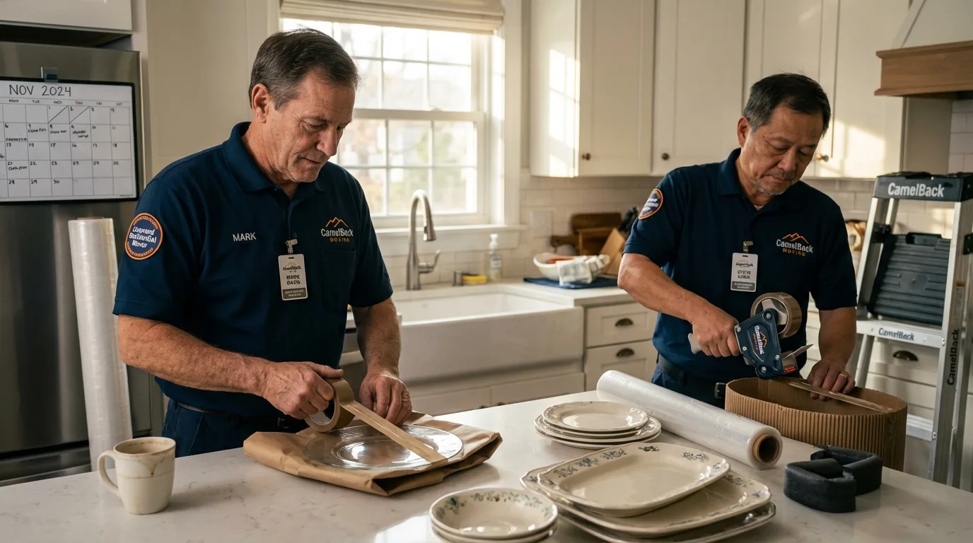 Professional crew packing kitchen dishware in Bethlehem, PA